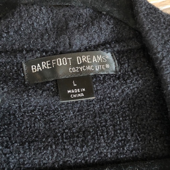 Barefoot Dreams CozyChic Lite Black Cardigan Sweater Women Size L Open Longline - Picture 3 of 12